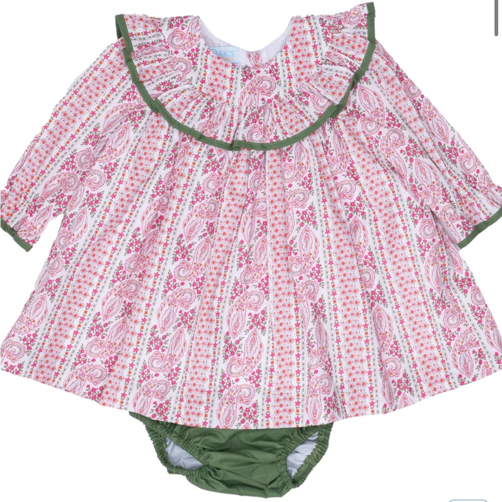Pink and Green Paisley Baby Dress
